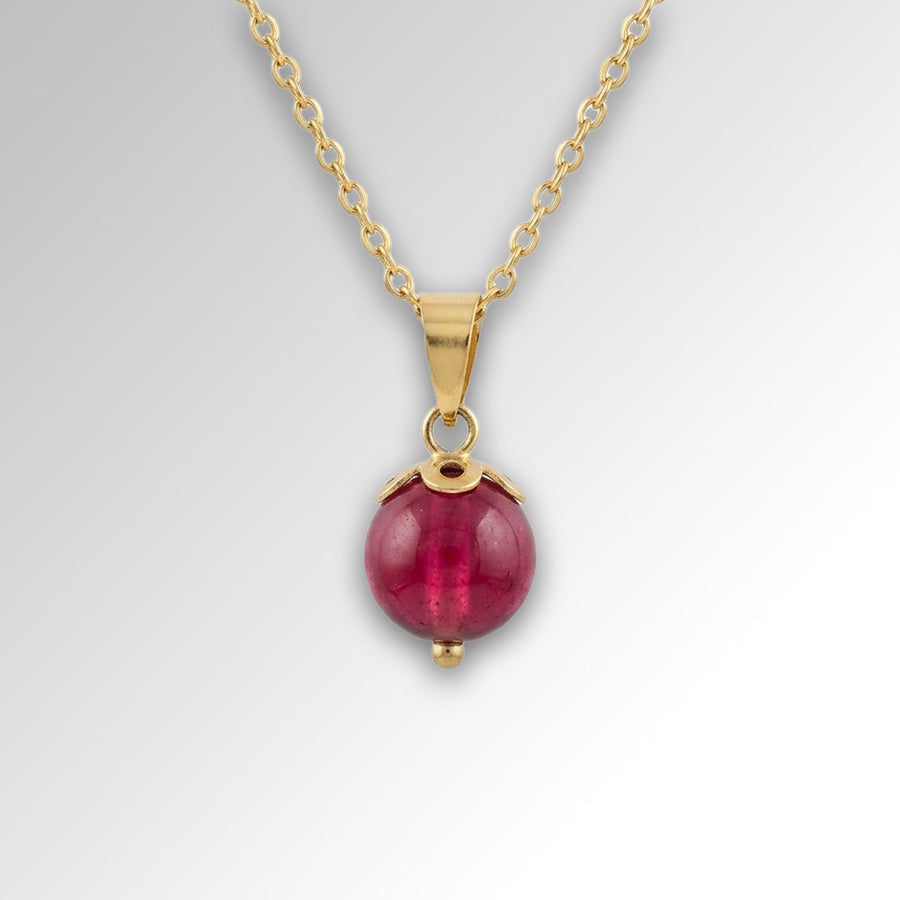 Ruby Pomegranate Pendant — 18K Gold