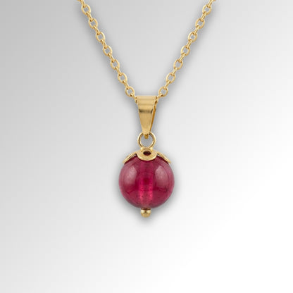 Ruby Pomegranate Pendant — 18K Gold