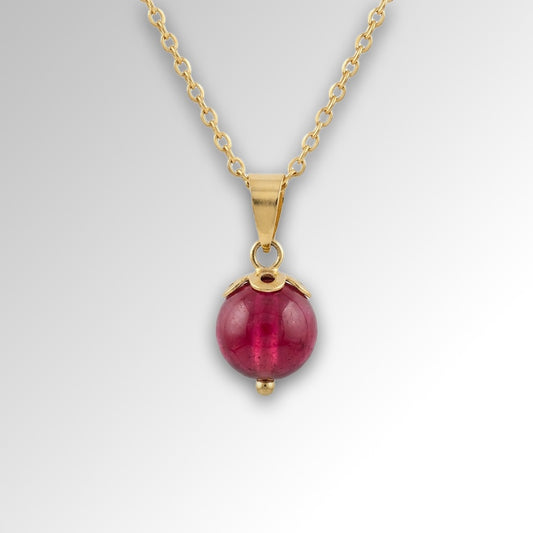 Ruby Pomegranate Pendant — 18K Gold