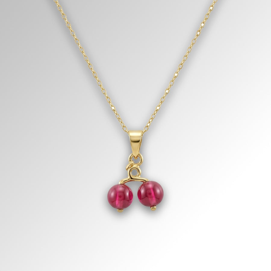 Ruby Cherry Pendant — 18K Gold