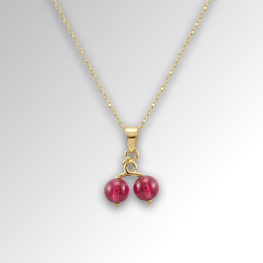 Ruby Cherry Pendant — 18K Gold