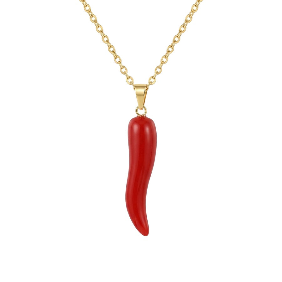 Lucky Horn Pendant — Red Onyx & 18K Gold