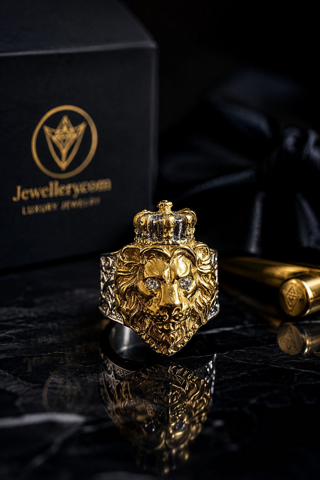 diamond Lion Crown Ring