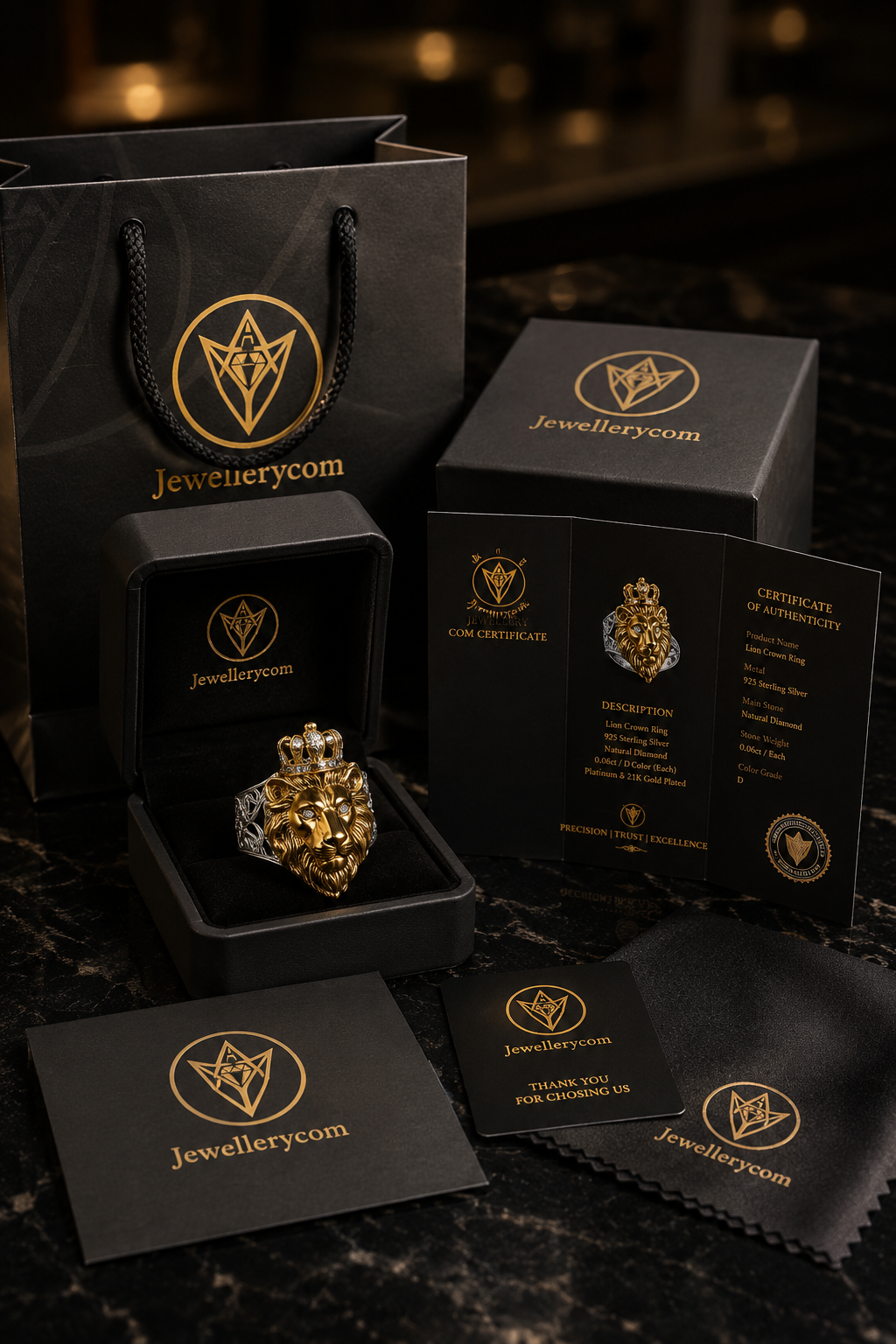 diamond Lion Crown Ring